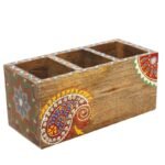 Mango Wood hand Painted  Knifes/ Spoon Holder