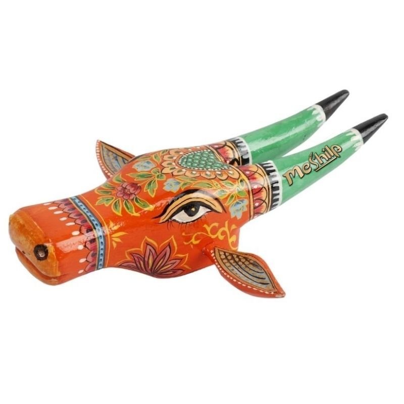 10-2-2.jpg Wooden Cow head Wall Hanging - Image 1