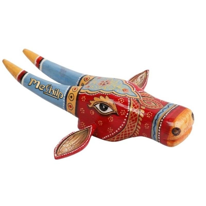 11-1-2.jpg Wooden Cow head Wall Hanging - Image 1