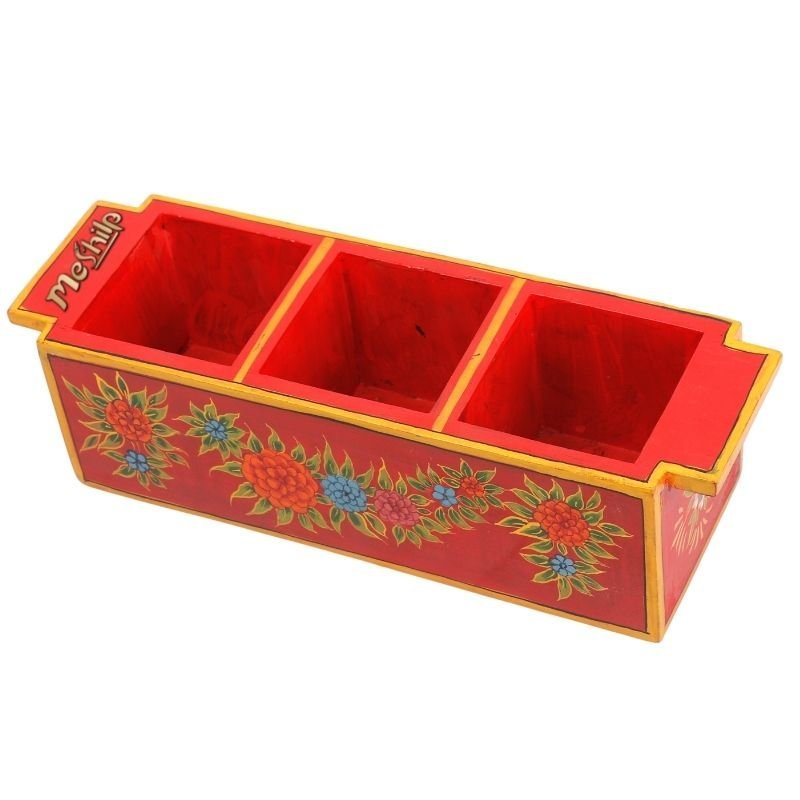 124-3.jpg Mango Wood hand Painted Knifes/ Spoon Holder - Image 1