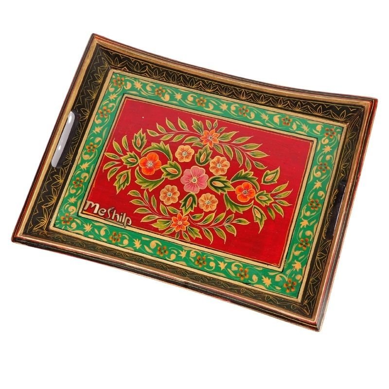 128-3.jpg Mango Wood four Corner Serving Tray - Image 1