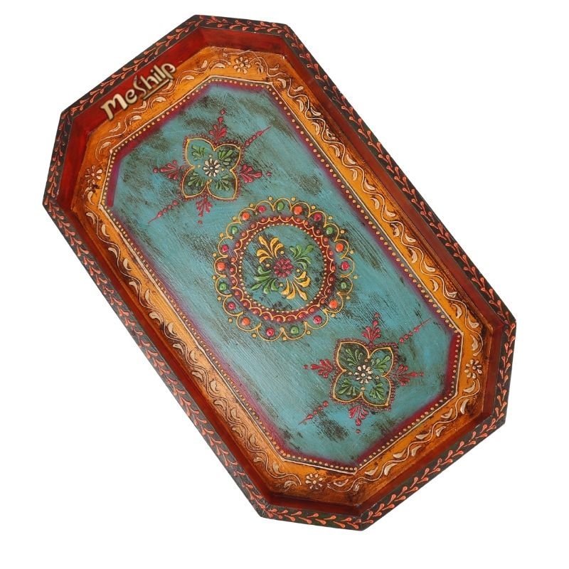 132-3.jpg Mango Wood Eight Corner Serving Tray - Image 1
