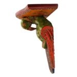 Multi Color Hand Embossed Parrot Bird Wooden Wall Shelf - Image 6
