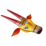 Yellow Wooden Cow head Wall Hanging - Image 2