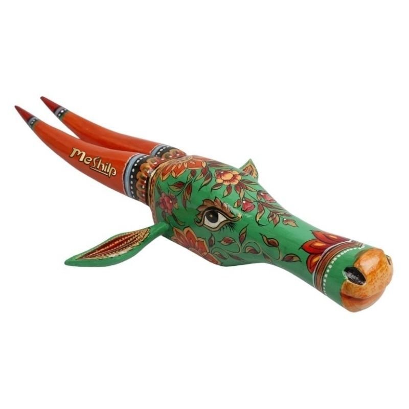 2-3-2.jpg Wooden Cow head Wall Hanging - Image 1