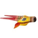 Yellow Wooden Cow head Wall Hanging - Image 3