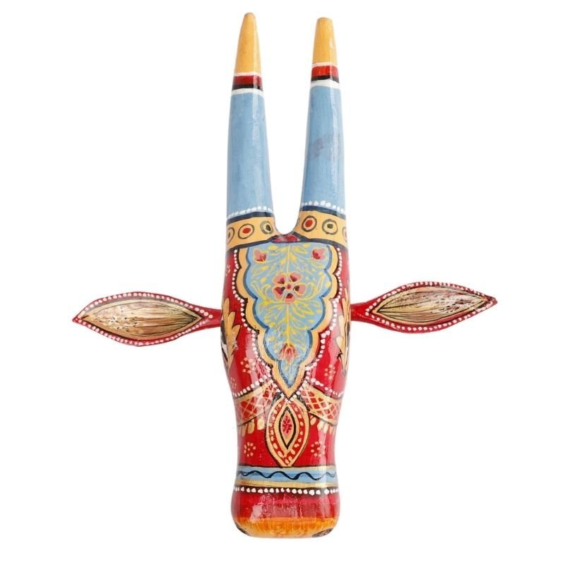 23-4.jpg Wooden Cow head Wall Hanging - Image 1