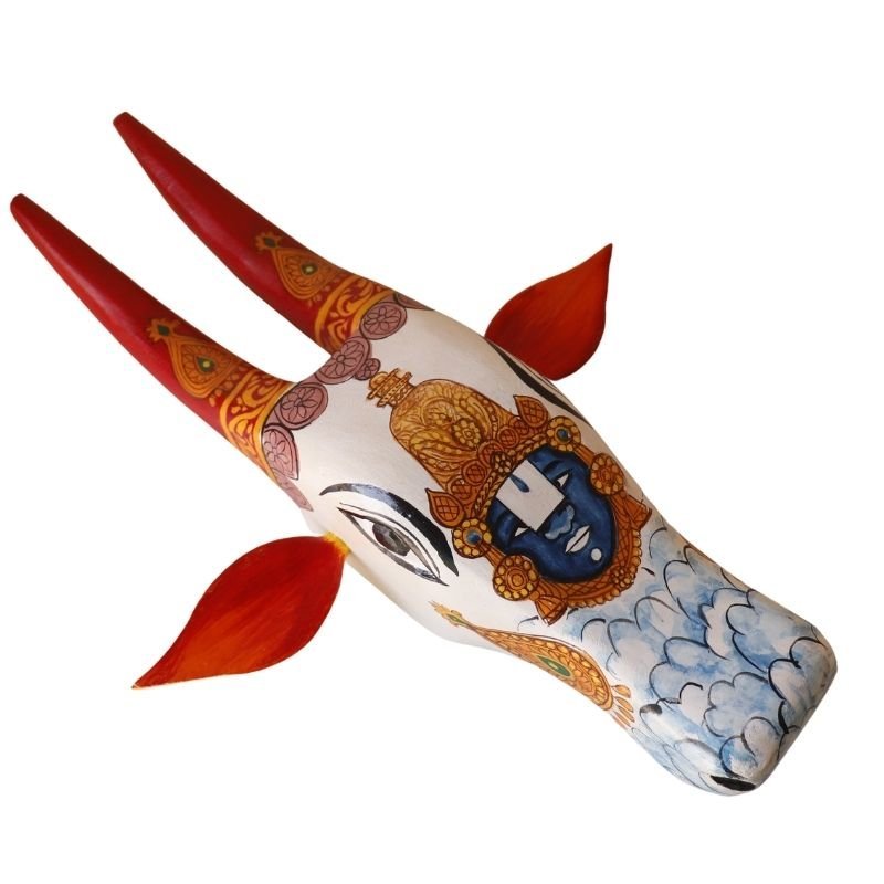 24.jpg White Wooden Cow head Wall Hanging - Image 1