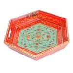 Mango Wood Multicolored Six Corner Serving Tray - Image 3