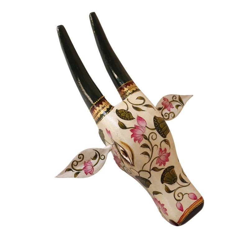 39.jpg White Wooden Cow head Wall Hanging - Image 1