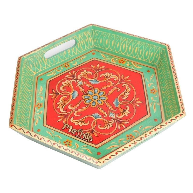 5.jpg Mango Wood Multicolored Six Corner Serving Tray - Image 1