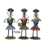Iron Multi Color Decorative Leady Musician Show piece for home Decor,  Set of 3 - Image 2