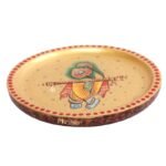 Wooden Hand Painted Decorative Lord Krishna Foot Painting  Wooden Plate