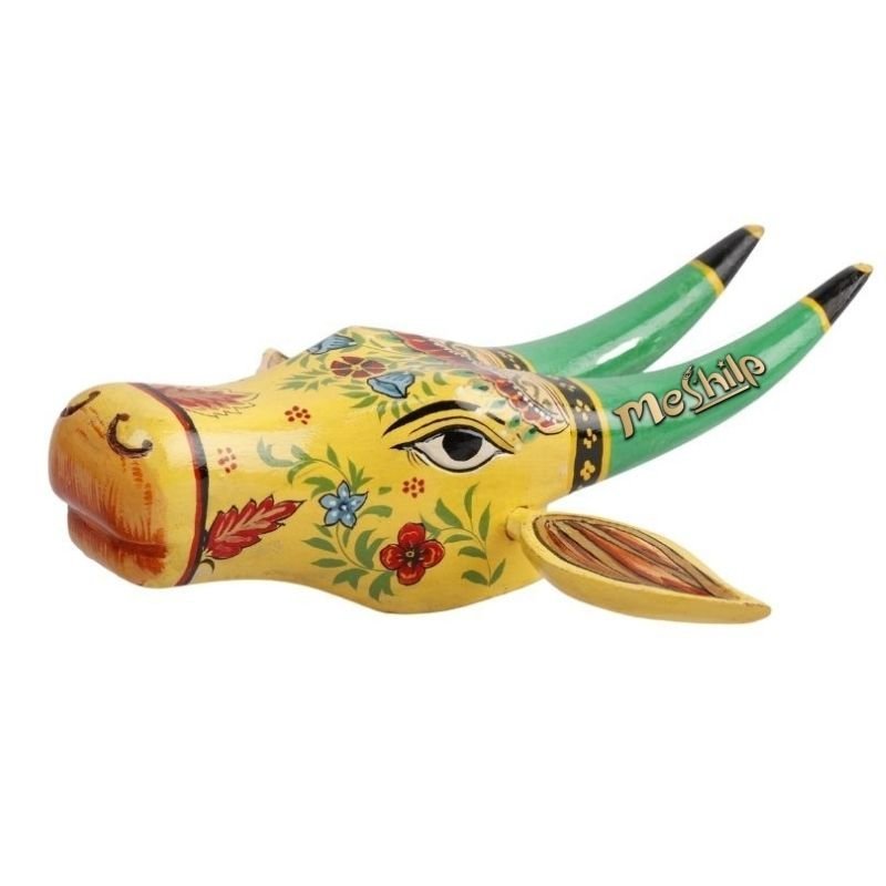 7-2-2.jpg Wooden Cow head Wall Hanging - Image 1