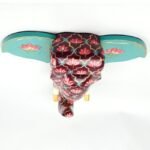 Multi Color Hand Embossed  Wall Hanging Elephant Face - Image 5