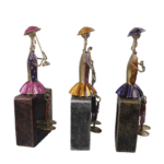 Iron Multi Color Decorative Leady Musician Show piece for home,Office  Decor,  Set of 3 With Wooden Stand - Image 5